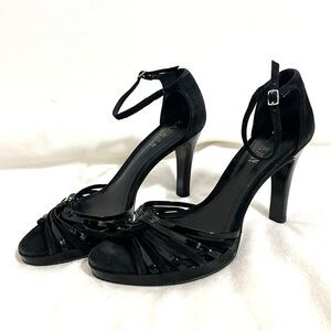 Lauren Ralph Lauren Strappy High Heel Sandal Size 8 Black Patenet Leather Ankle